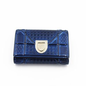Metallic Calfskin Cannage Diorama Elancee Wallet